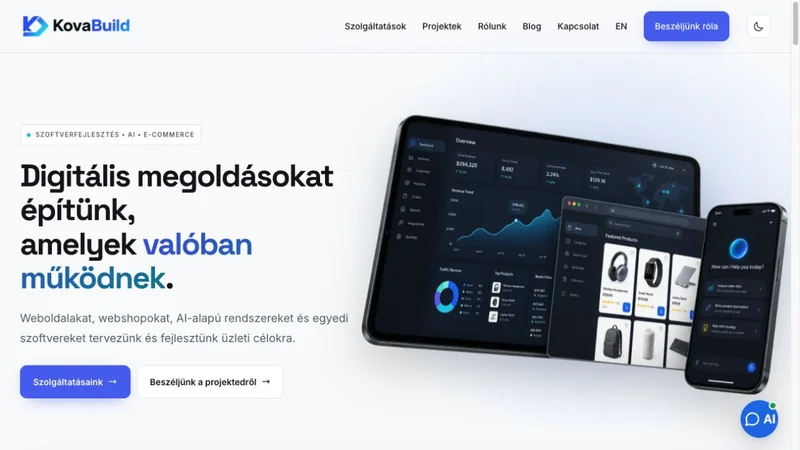 Screenshot of the KovaBuild website